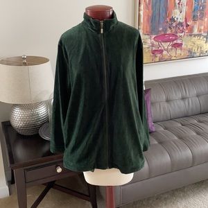 Jennifer Moore Green Velour Zip-up Shirt NWT